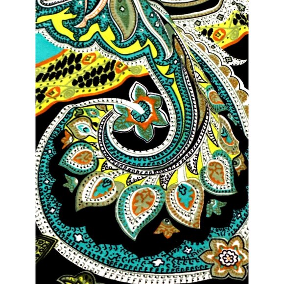 5th Love Large Turquoise Lime Green Black Printed Boho Dress Summer Vacation - Picture 8 of 13